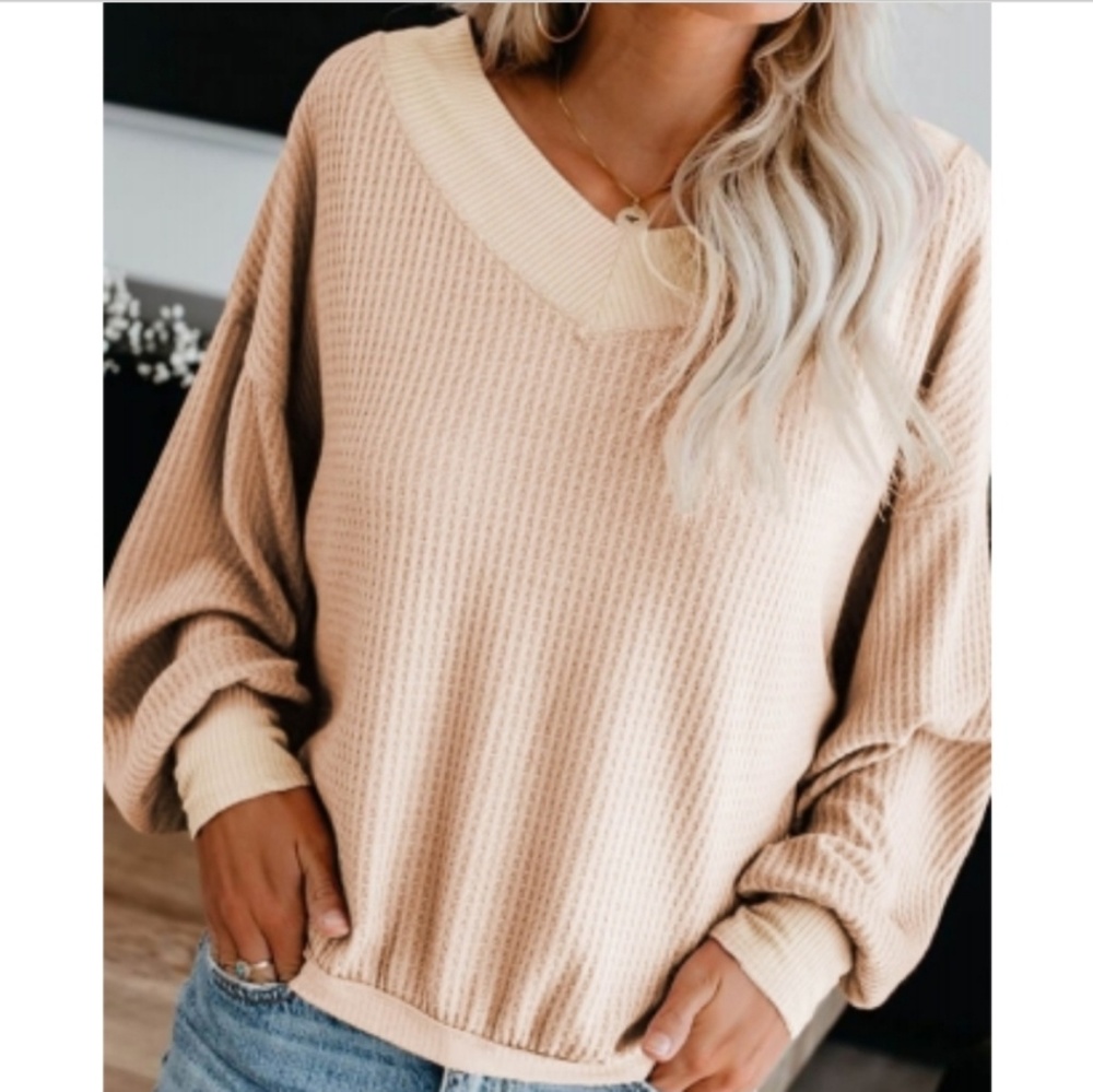** LAST 1!! sz. XL **Tan Sexy Slouched Thermal - Picture 5 of 6